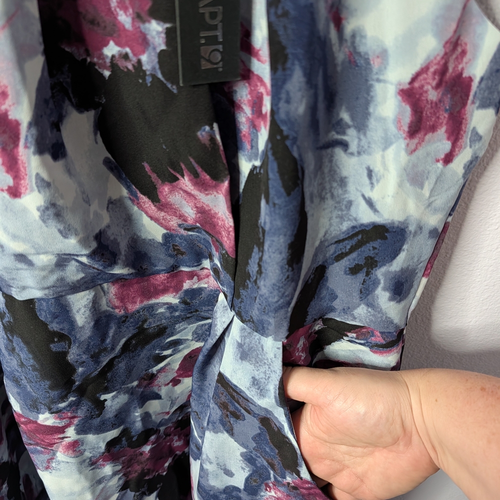 Apt. 9 NWT Pleated Neck Sheath Dress Size 16, Blue Floral Print,‎ Fully Lined - Picture 6 of 6